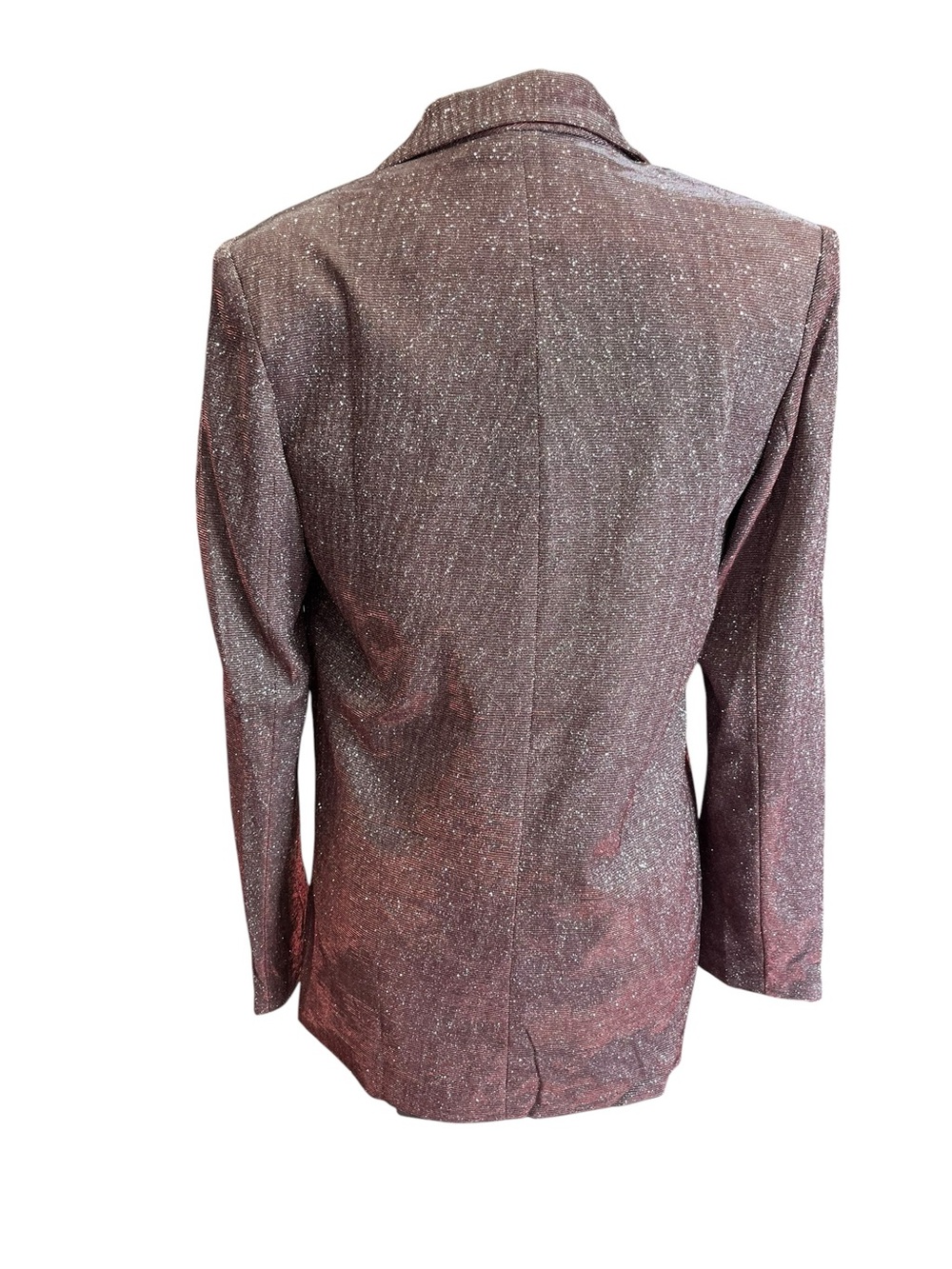 Cider Purple Glitter Metallic Double Breasted Blazer Party Jacket XS Oversized - Picture 5 of 12